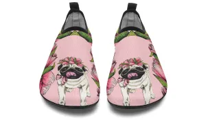 Goofy Floral Pug Aqua Barefoot Shoes