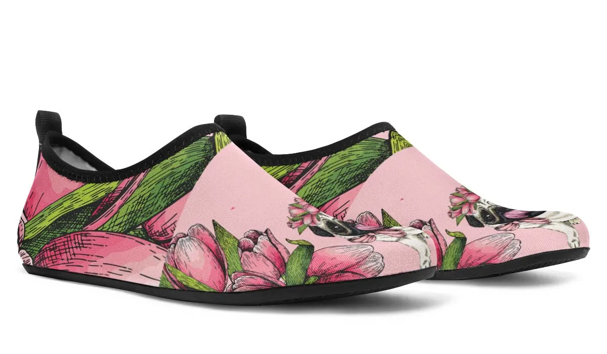 Goofy Floral Pug Aqua Barefoot Shoes