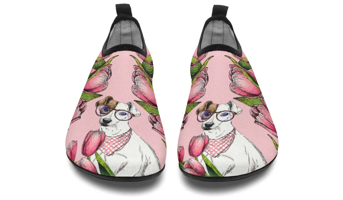 Goofy Jack Russell Terrier Aqua Barefoot Shoes