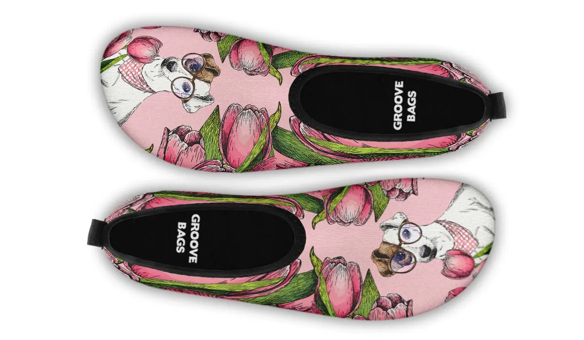 Goofy Jack Russell Terrier Aqua Barefoot Shoes