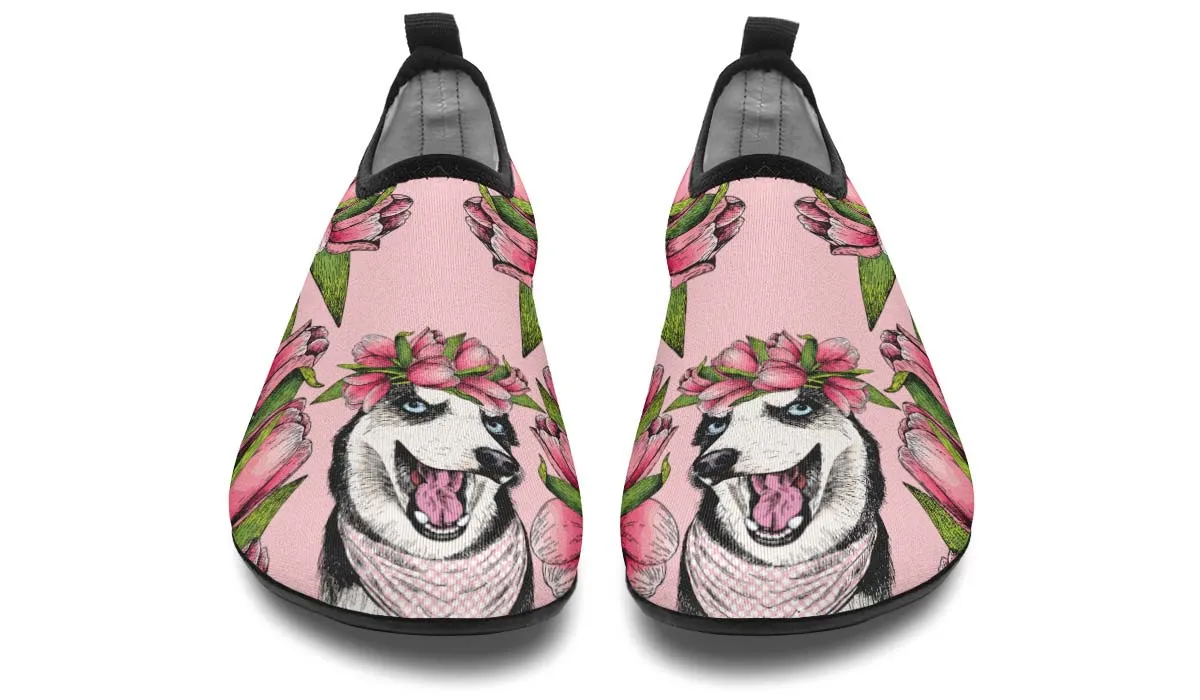 Goofy Siberian Husky Aqua Barefoot Shoes