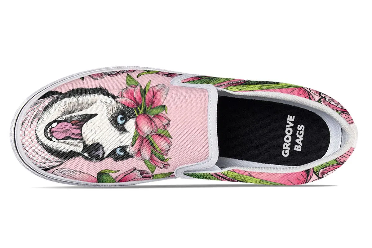 Goofy Siberian Husky Slip-On Shoes