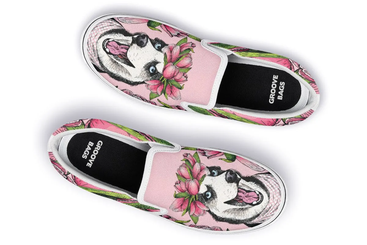 Goofy Siberian Husky Slip-On Shoes