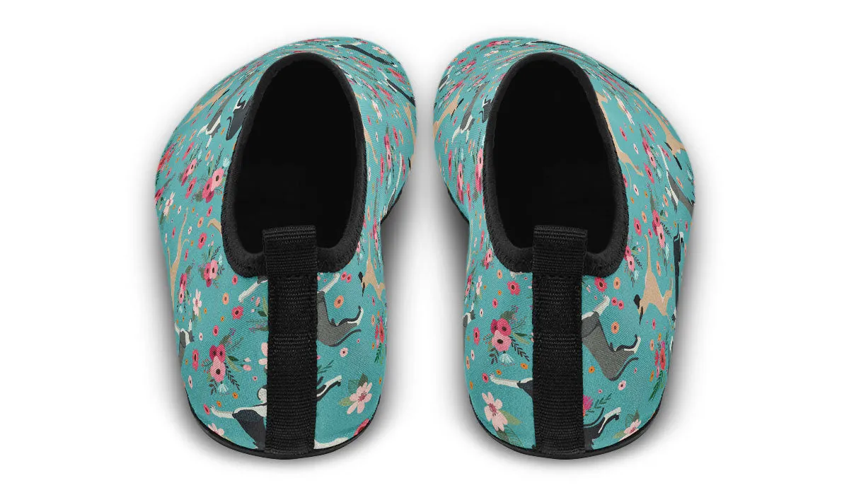 Great Dane Flower Aqua Barefoot Shoes
