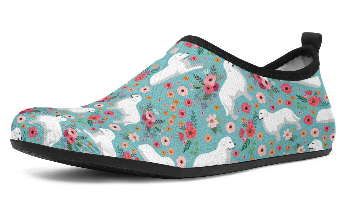 Great Pyrenees Flower Aqua Barefoot Shoes