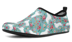 Great Pyrenees Flower Aqua Barefoot Shoes