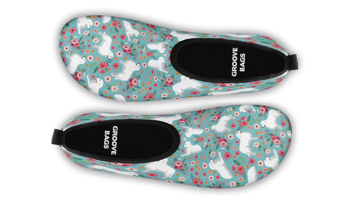Great Pyrenees Flower Aqua Barefoot Shoes