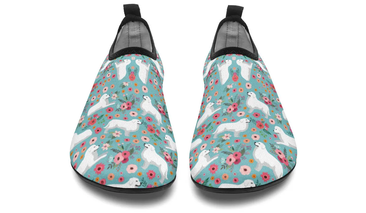 Great Pyrenees Flower Aqua Barefoot Shoes