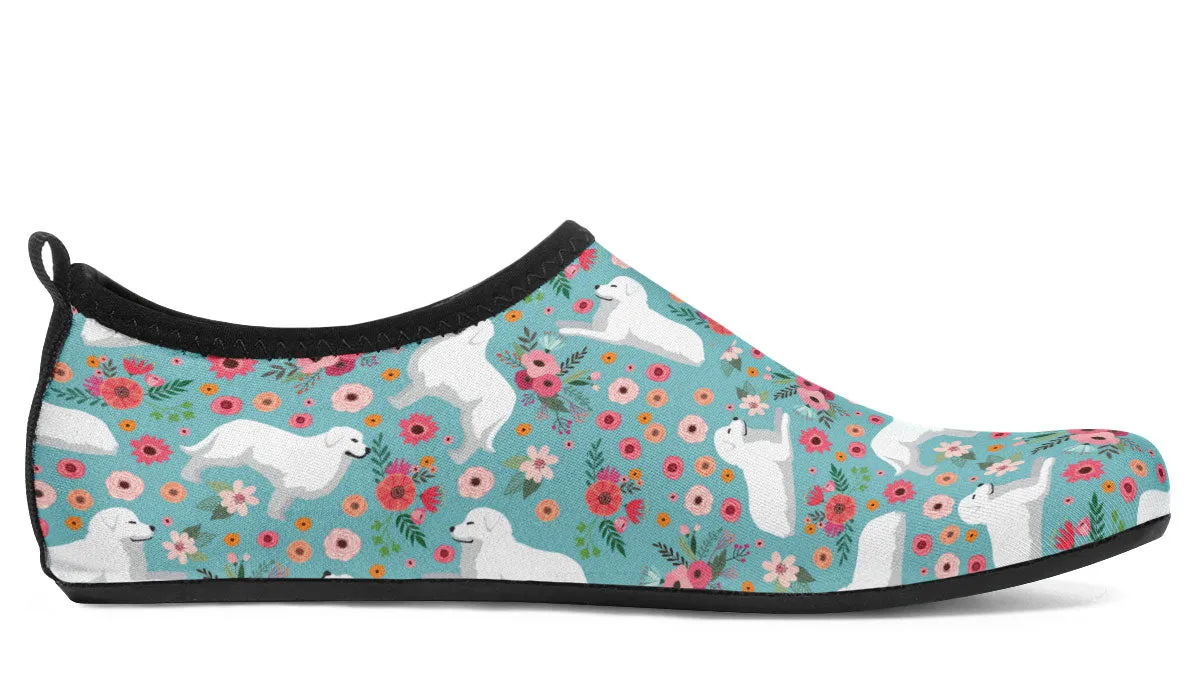 Great Pyrenees Flower Aqua Barefoot Shoes