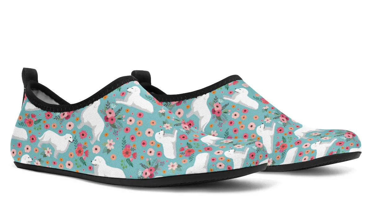 Great Pyrenees Flower Aqua Barefoot Shoes