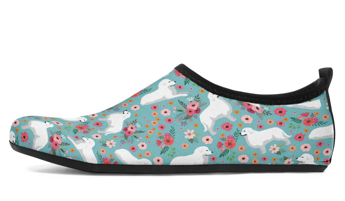 Great Pyrenees Flower Aqua Barefoot Shoes