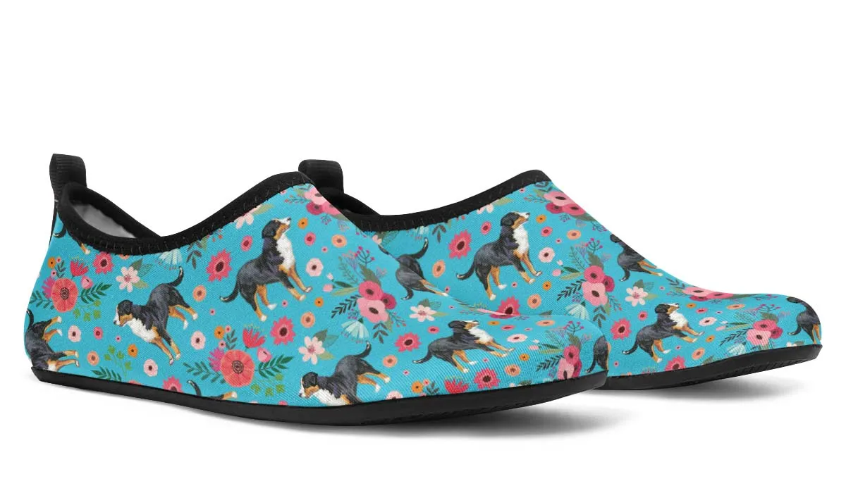Greater Swiss Mountain Dog Flower Aqua Barefoot Shoes