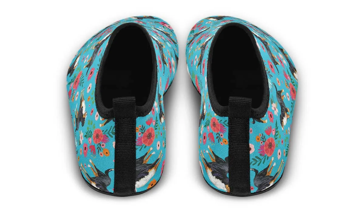 Greater Swiss Mountain Dog Flower Aqua Barefoot Shoes
