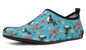 Greater Swiss Mountain Dog Flower Aqua Barefoot Shoes
