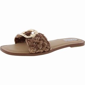 Guarenteed Womens Metallic Straw Slide Sandals