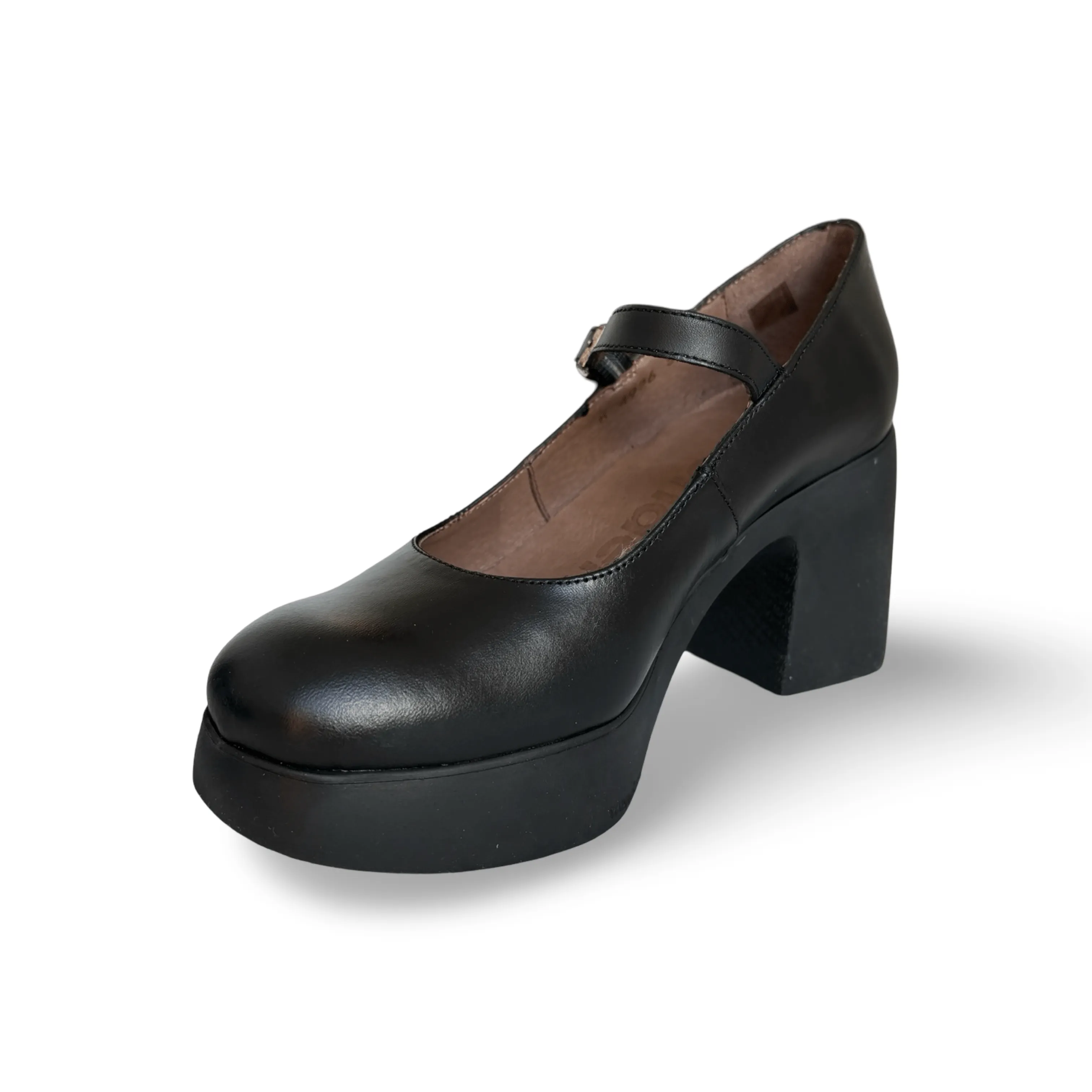 H4926 Black MaryJane Block Heel Platform Pump