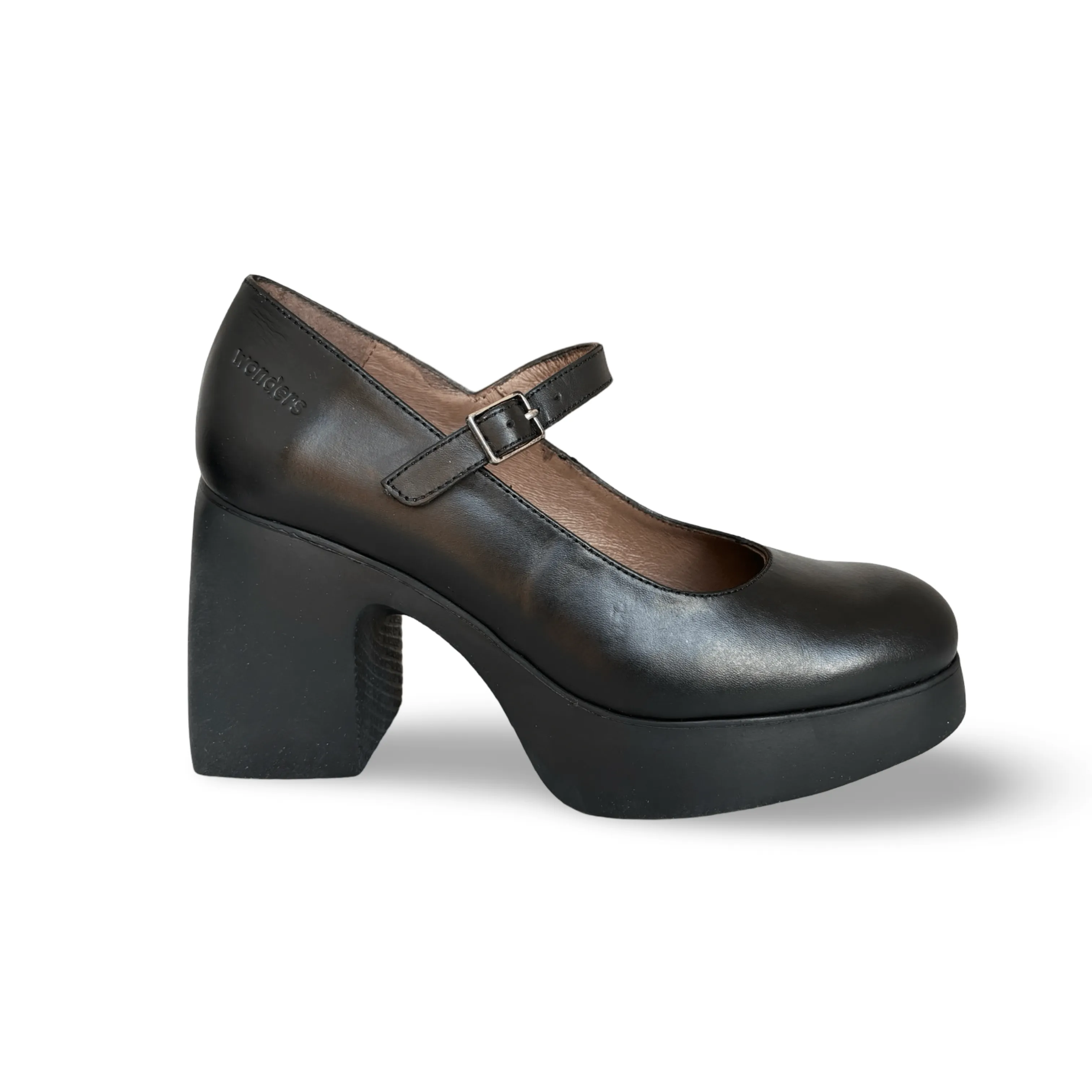 H4926 Black MaryJane Block Heel Platform Pump
