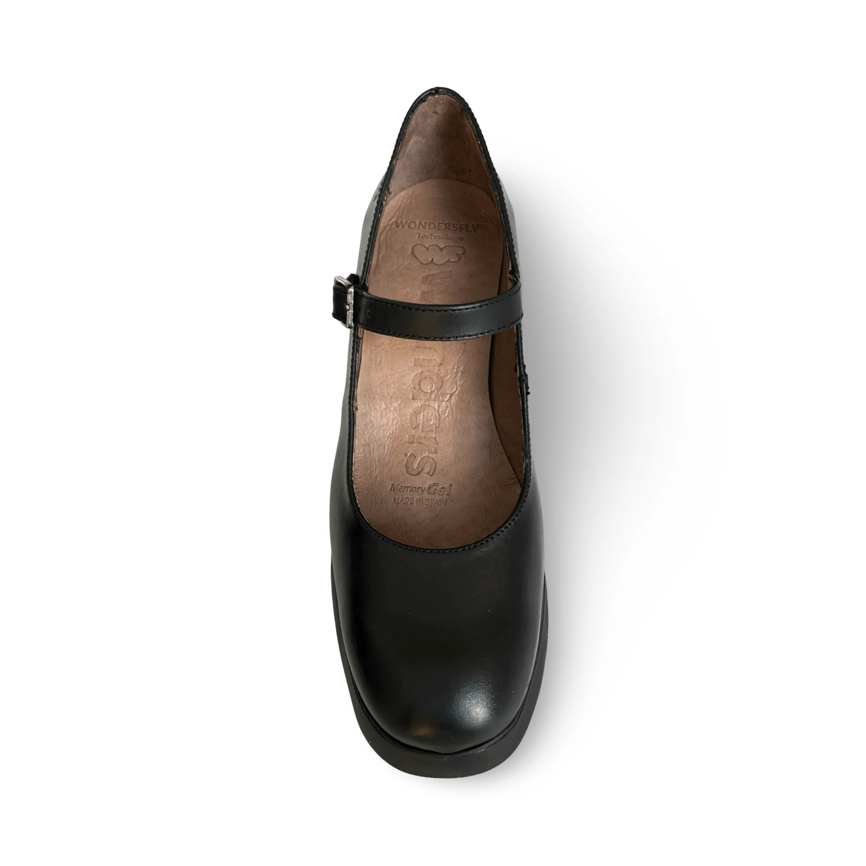 H4926 Black MaryJane Block Heel Platform Pump