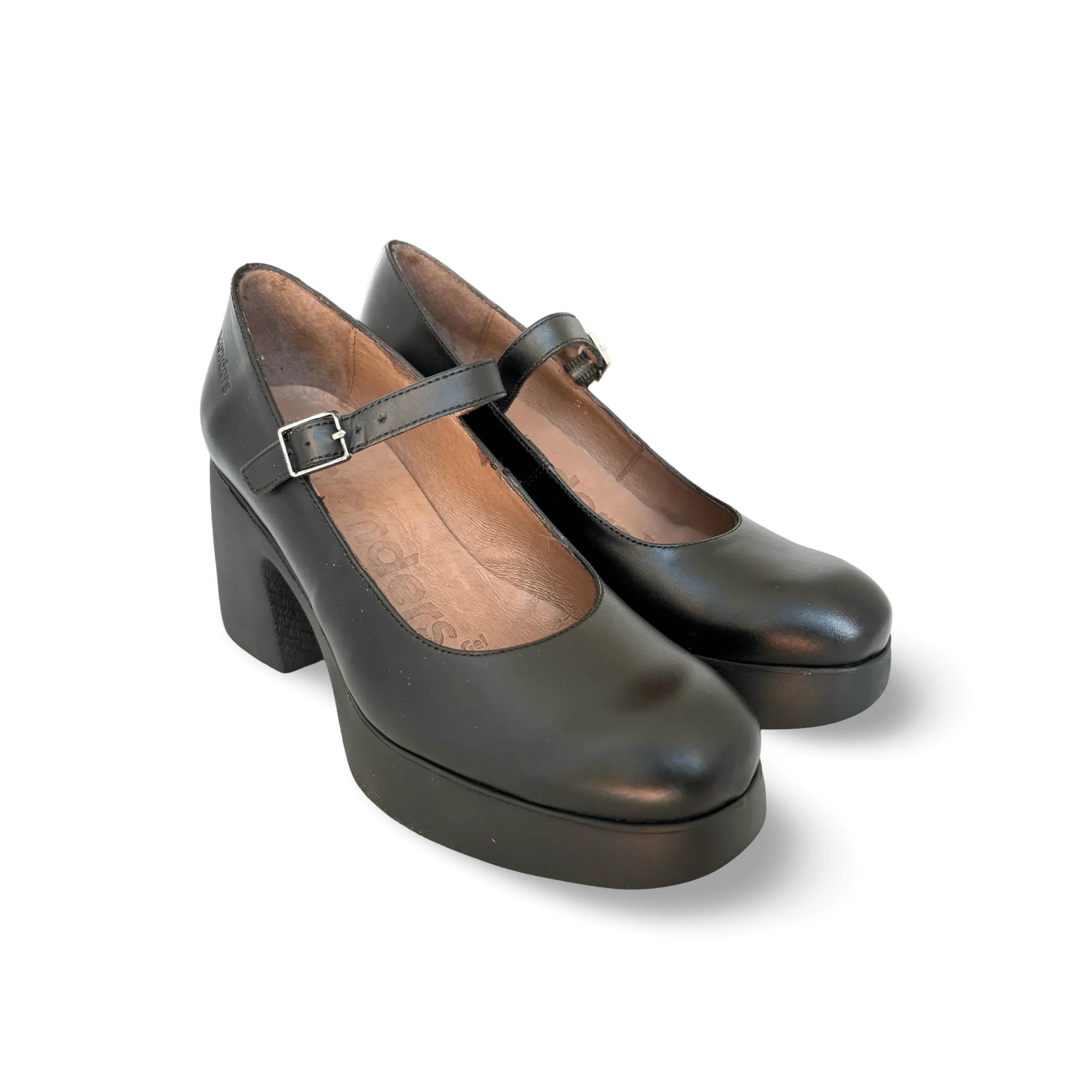 H4926 Black MaryJane Block Heel Platform Pump