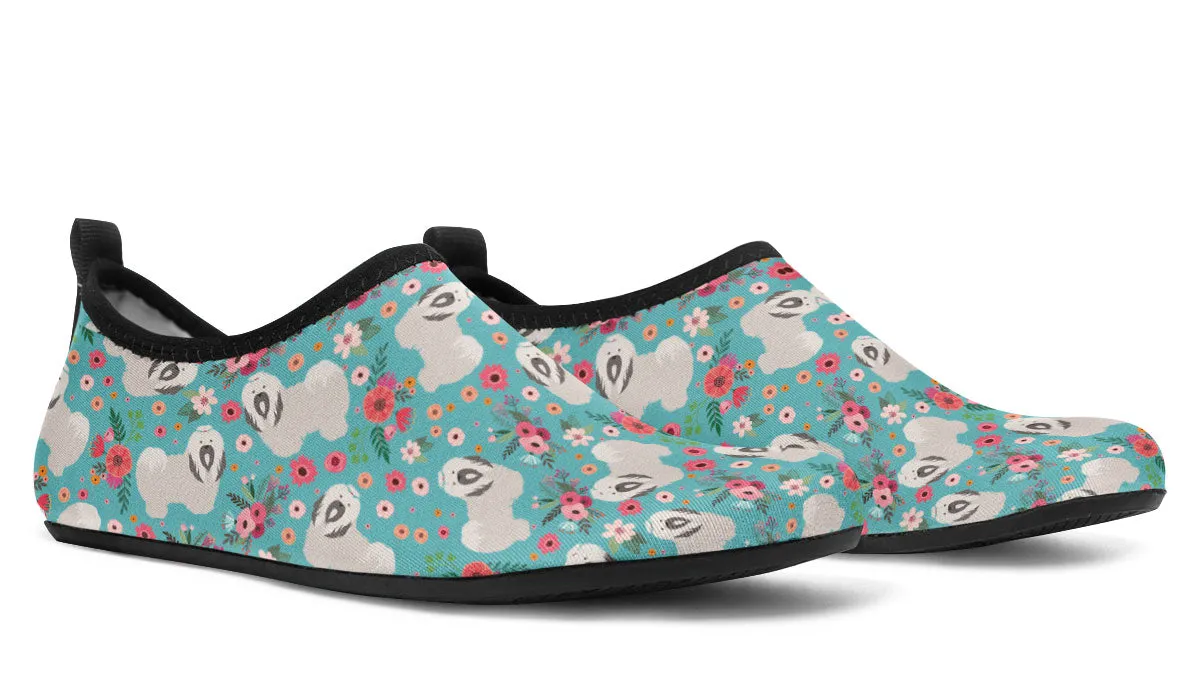 Havanese Flower Aqua Barefoot Shoes