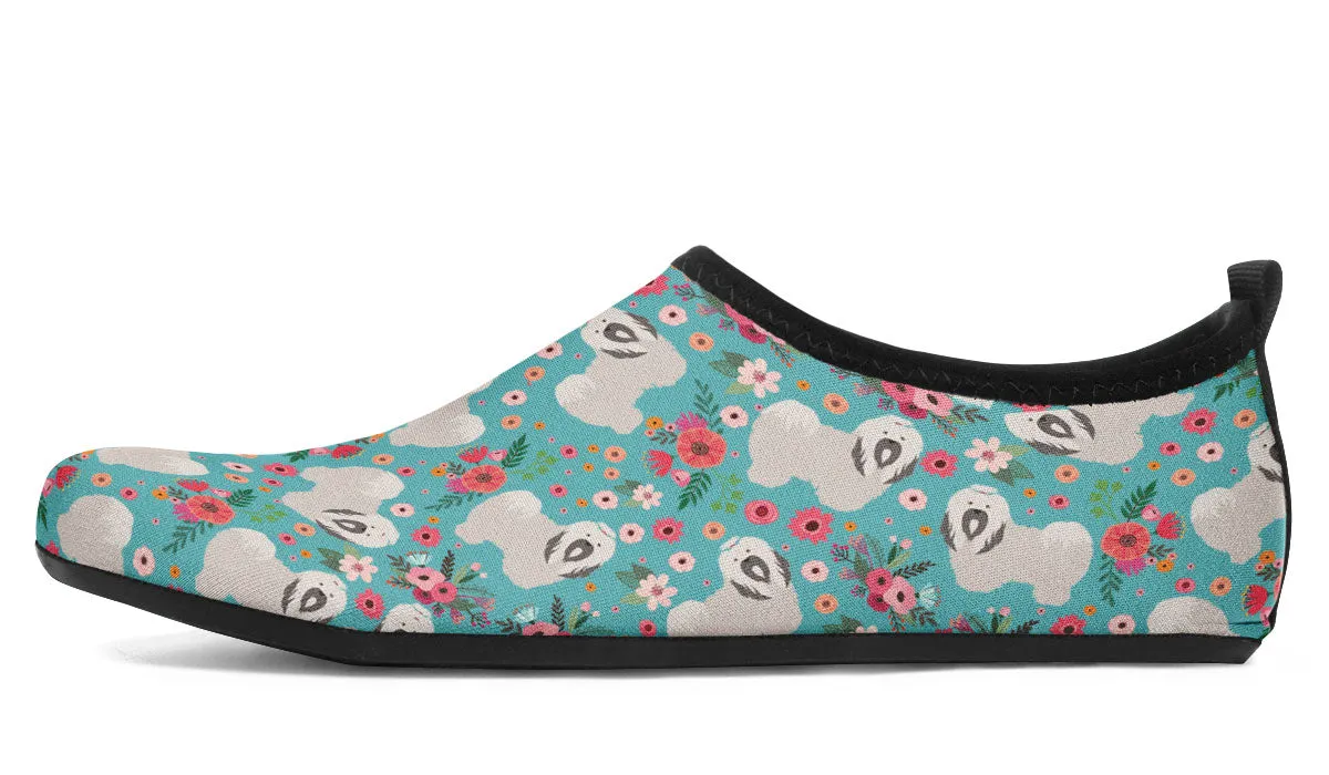 Havanese Flower Aqua Barefoot Shoes