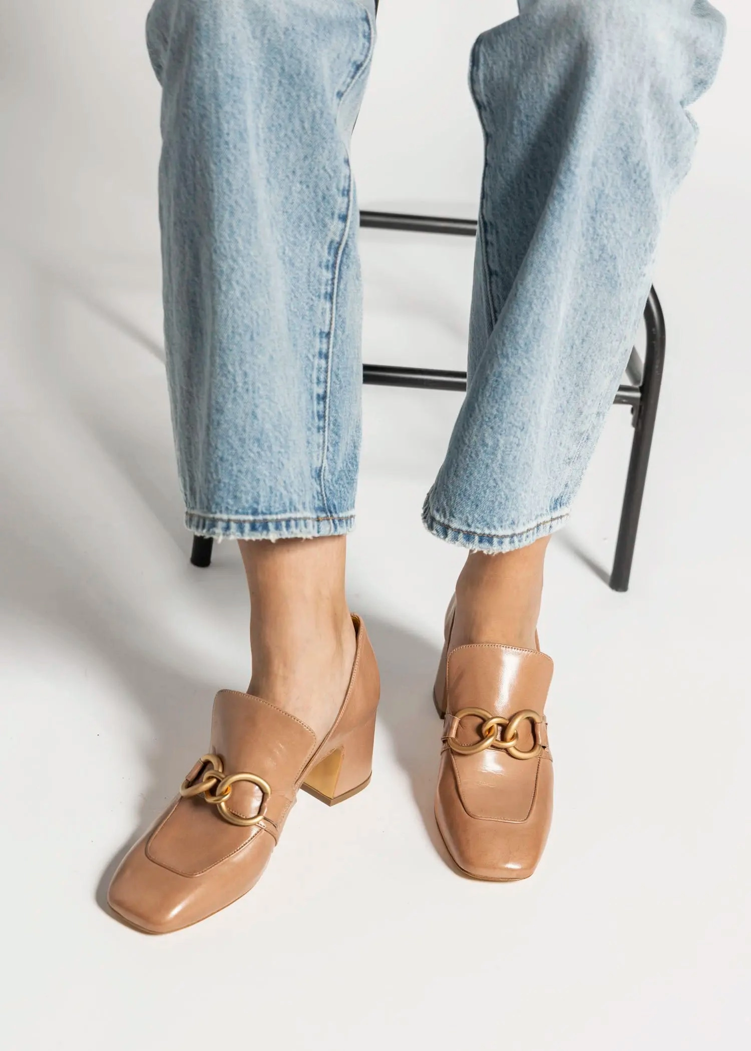 Heeled Leather Loafer