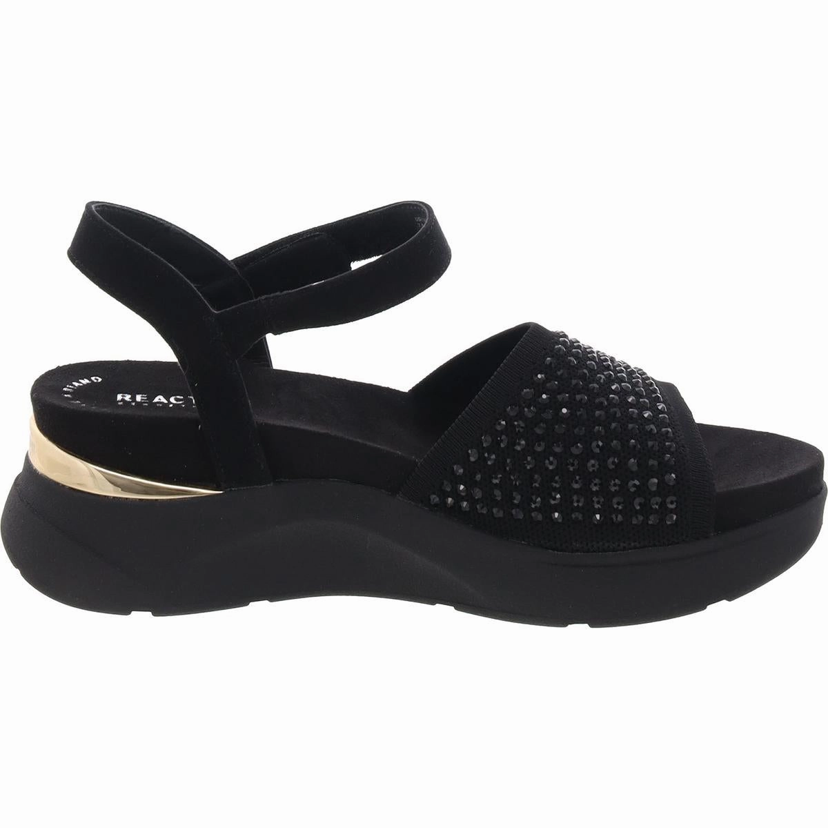 Hera Womens Embellished Faux Suede Wedge Sandals