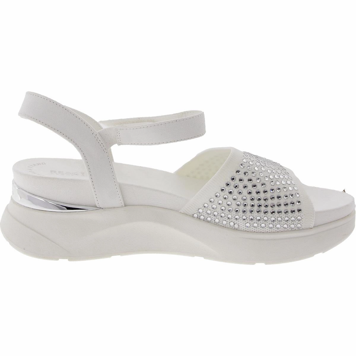 Hera Womens Embellished Faux Suede Wedge Sandals
