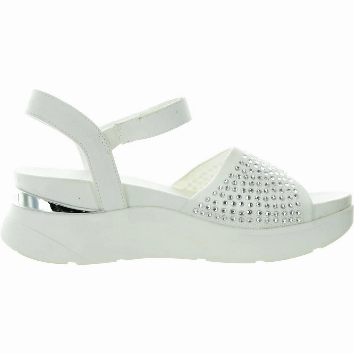 Hera Womens Embellished Faux Suede Wedge Sandals
