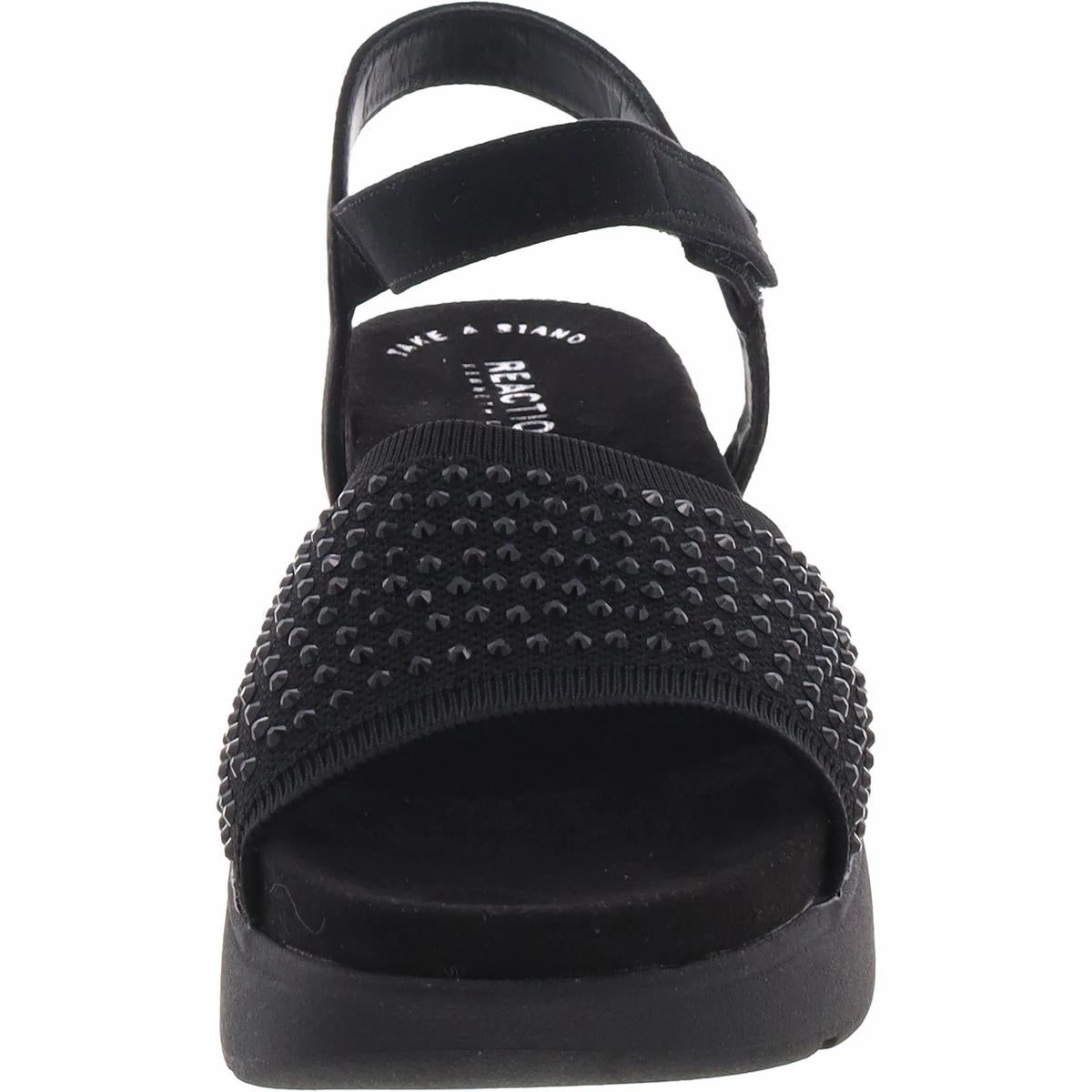 Hera Womens Embellished Faux Suede Wedge Sandals