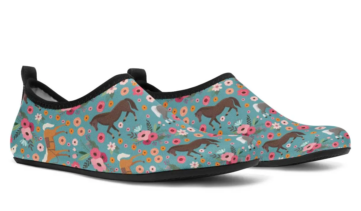 Horse Flower Aqua Barefoot Shoes