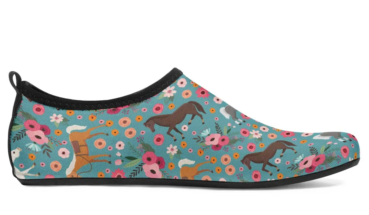 Horse Flower Aqua Barefoot Shoes