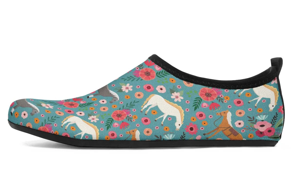 Horse Flower Aqua Barefoot Shoes