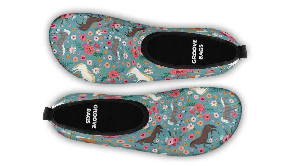 Horse Flower Aqua Barefoot Shoes