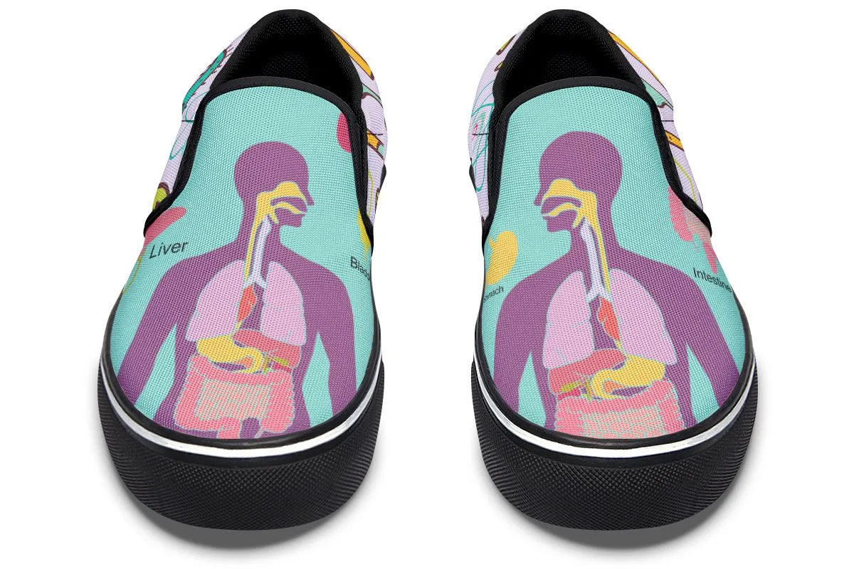 Human Organs Diagram Slip-On Shoes