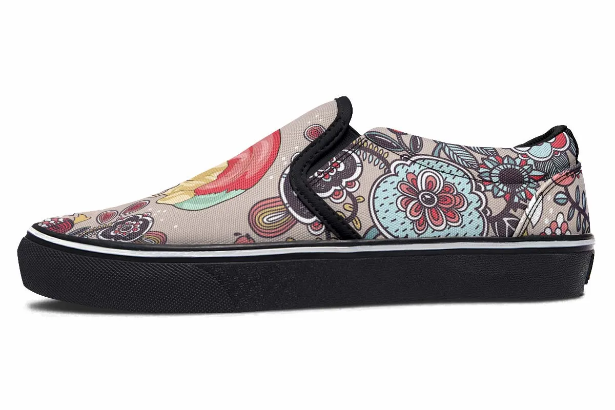 Human Skull Diagram Slip-On Shoes
