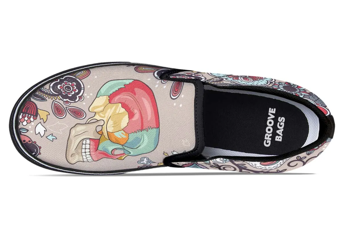 Human Skull Diagram Slip-On Shoes