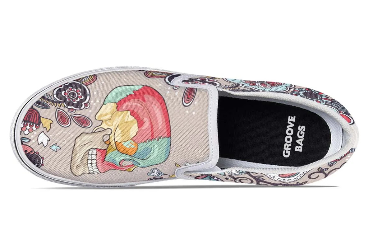 Human Skull Diagram Slip-On Shoes