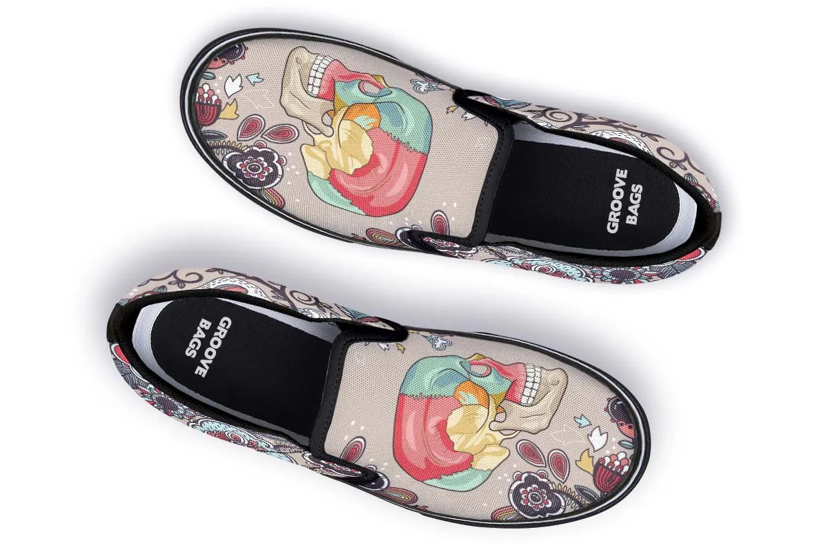 Human Skull Diagram Slip-On Shoes
