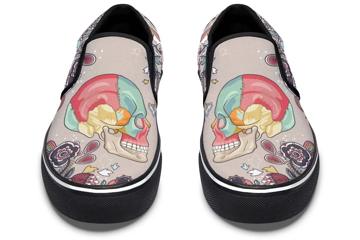 Human Skull Diagram Slip-On Shoes