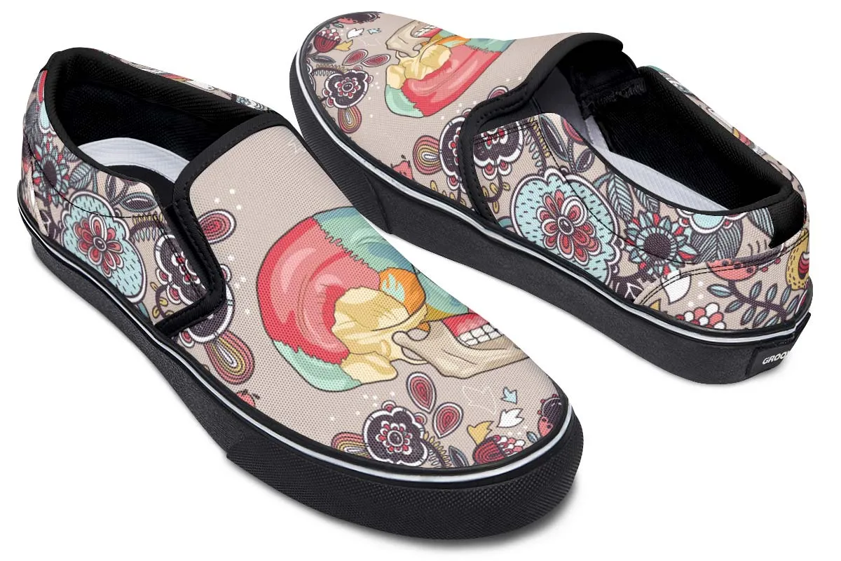 Human Skull Diagram Slip-On Shoes