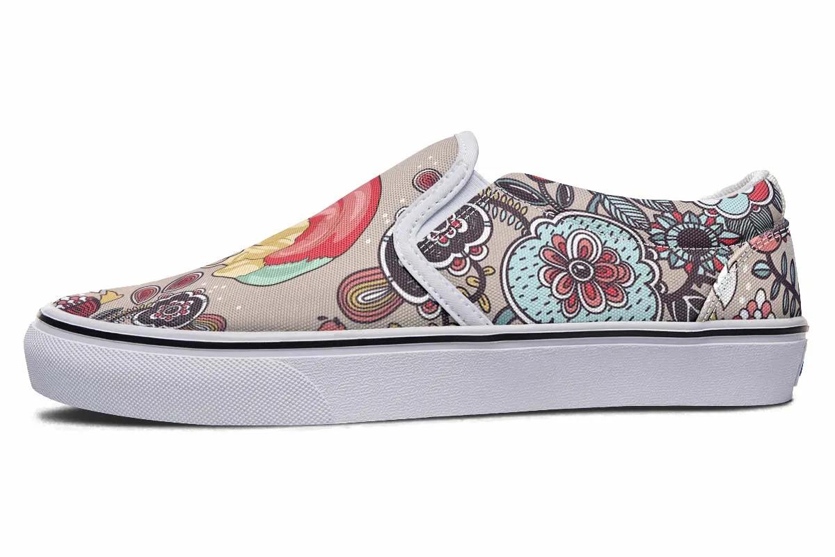 Human Skull Diagram Slip-On Shoes