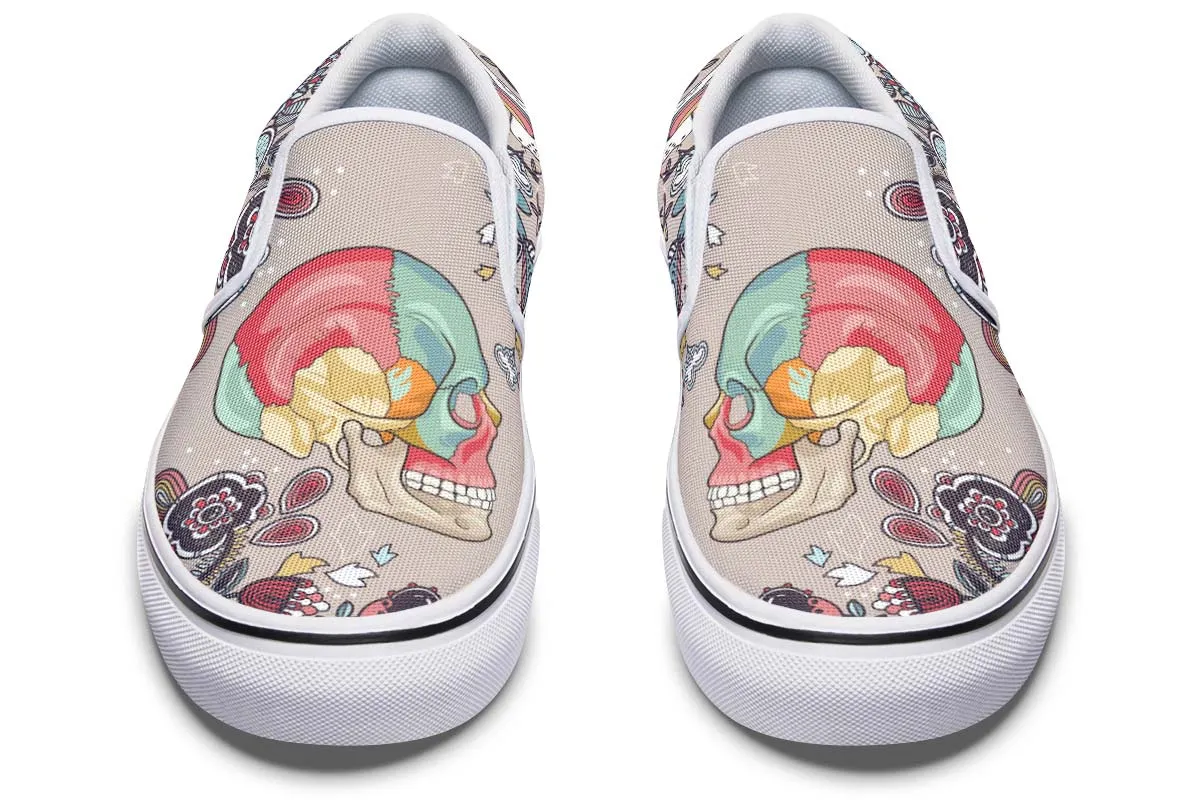 Human Skull Diagram Slip-On Shoes