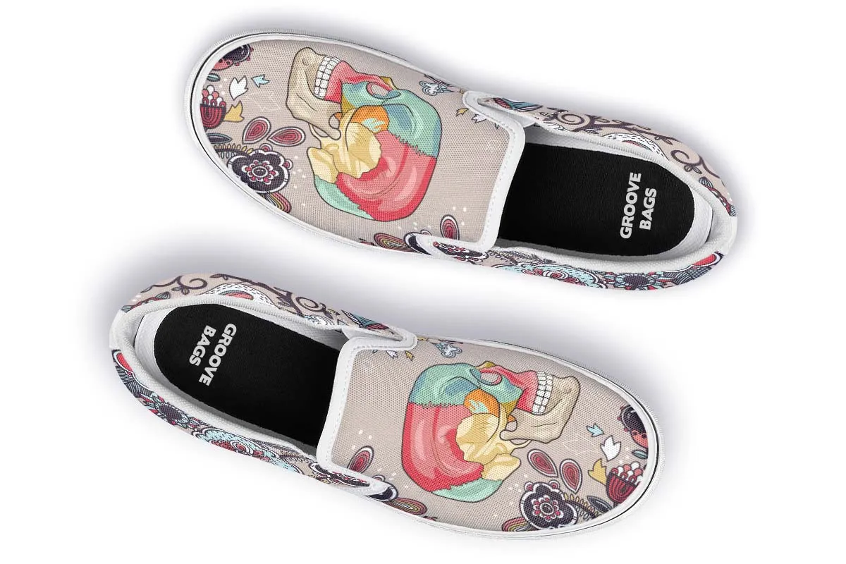 Human Skull Diagram Slip-On Shoes