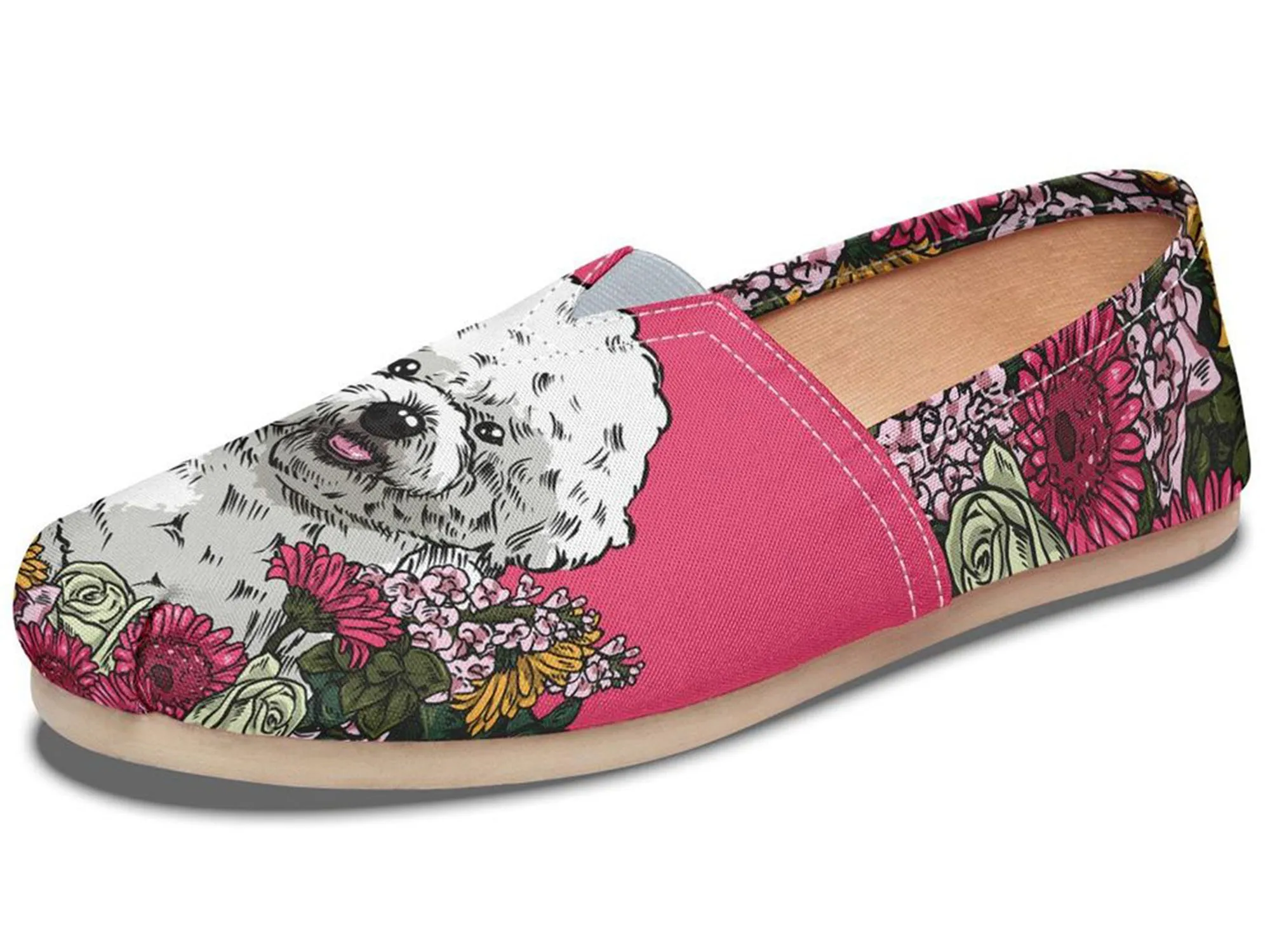 Illustrated Bichon Frise Casual Shoes