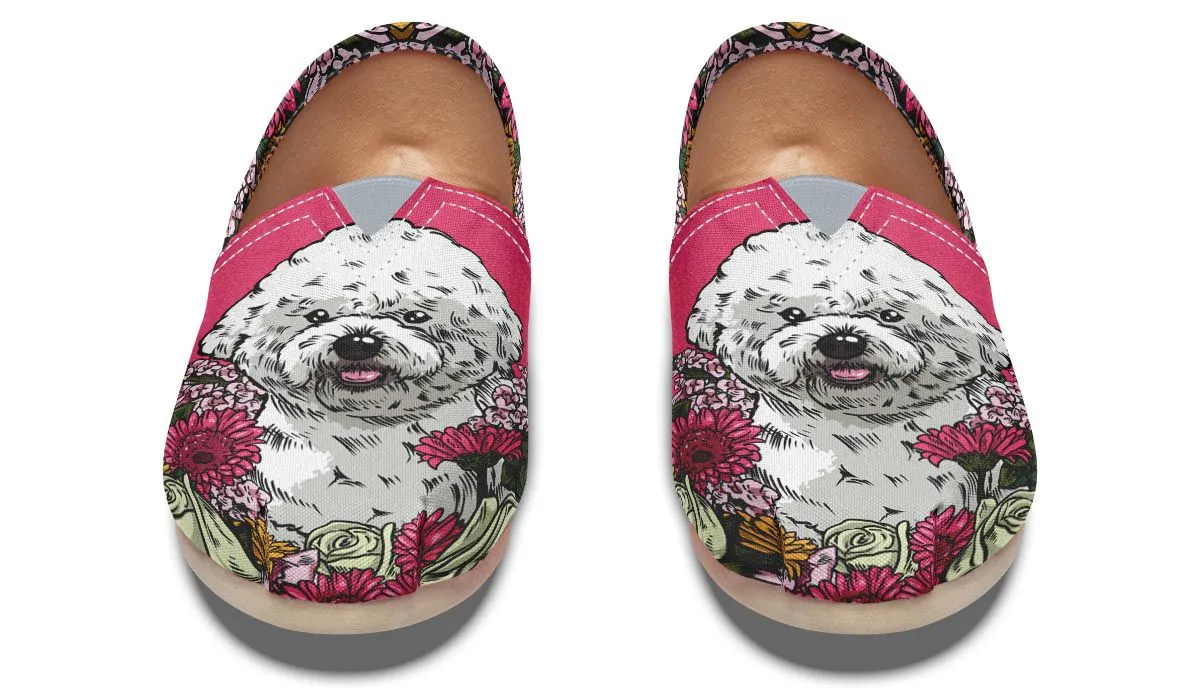 Illustrated Bichon Frise Casual Shoes