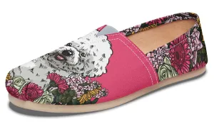 Illustrated Bichon Frise Casual Shoes