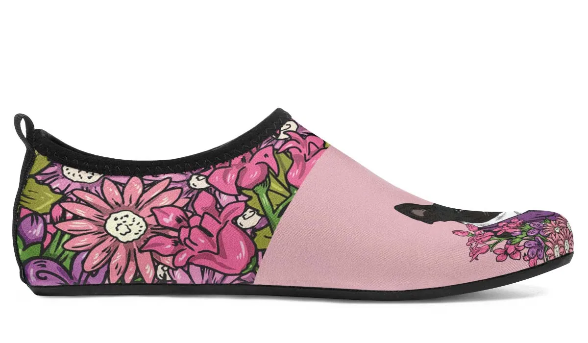 Illustrated Boston Terrier Aqua Barefoot Shoes