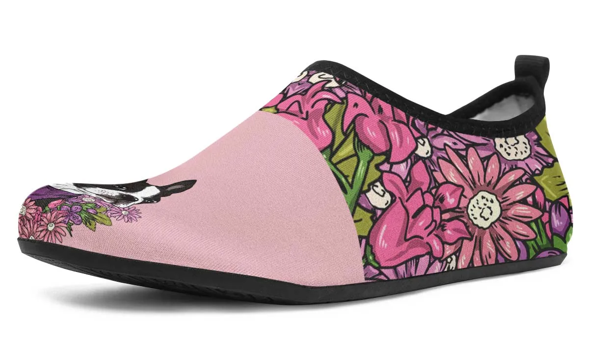 Illustrated Boston Terrier Aqua Barefoot Shoes
