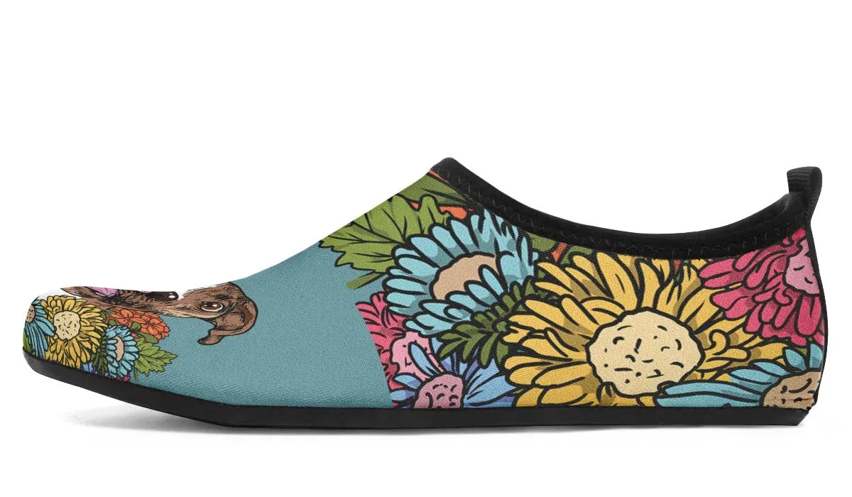 Illustrated Boxer Aqua Barefoot Shoes